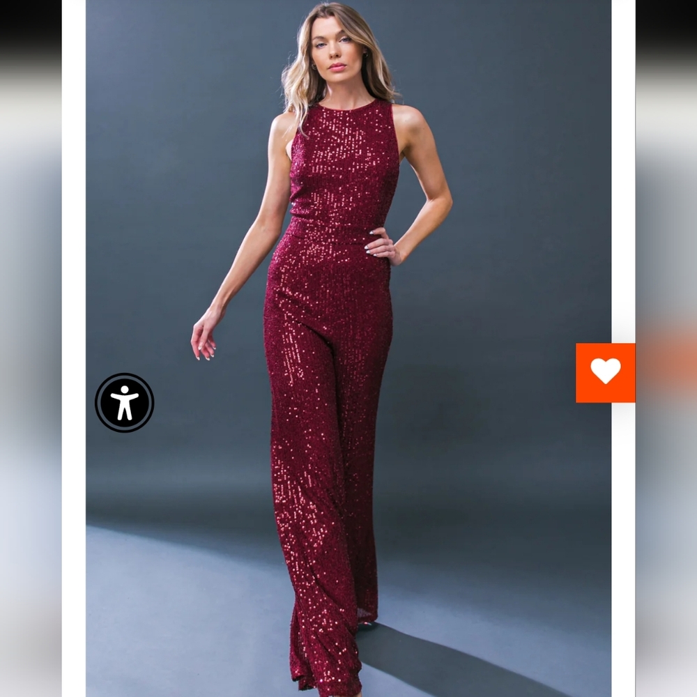 Flying Tomato Burgundy Sequin Jumpsuit